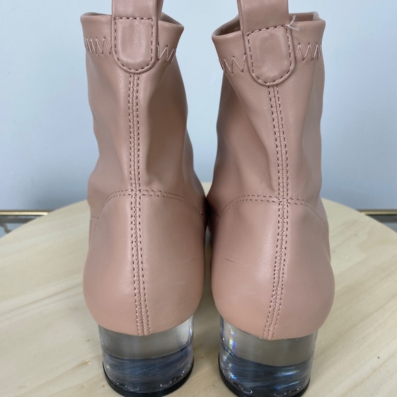 ZARA Flesh Tone Booties Ankle Boots With Clear Acrylic Heel - Picture 6 of 11
